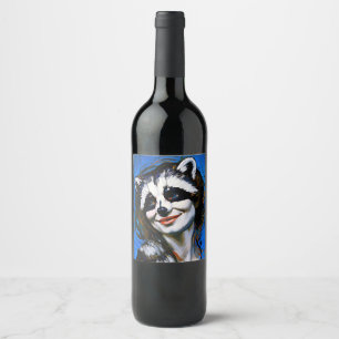 Etiqueta Para Botella De Vino "Velka Teyani" un tramposo de mapache