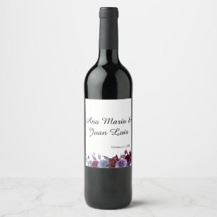 Etiqueta Para Botella De Vino Velvet Bloom Burgundy Lavender Floral Wedding