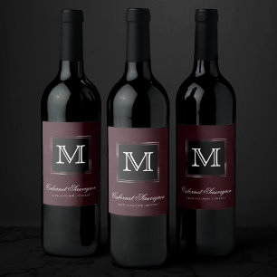 Etiqueta Para Botella De Vino Velvet Wine Grunge   Maroon Bordeaux Merlot Person