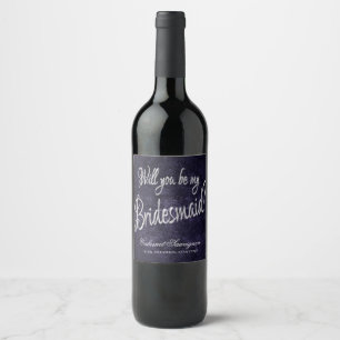Etiqueta Para Botella De Vino Velvety Indigo Damask   Pregunta de Noviembre Grun