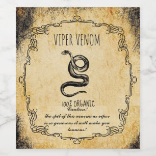Etiqueta Para Botella De Vino Veneno viper vintage apotecario de Halloween