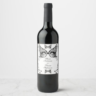 Etiqueta Para Botella De Vino Venetia Carnivale Masque Ornato Victoriano Florece