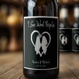 Etiqueta Para Botella De Vino Veo A Wed People Fantasma Boda Halloween