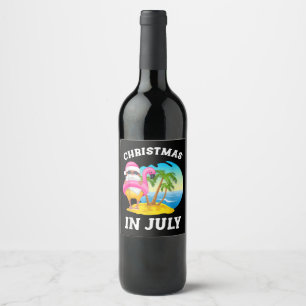 Etiqueta Para Botella De Vino Verano De La Piscina Santa Flamingo En Julio