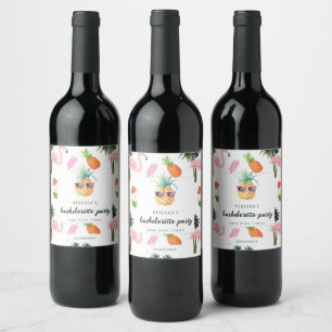 Etiqueta Para Botella De Vino Verano Flamingo Fiesta de la piscina Bachelorette 