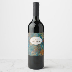 Etiqueta Para Botella De Vino Verde azulada Cooper Patina