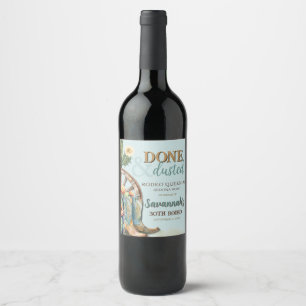 Etiqueta Para Botella De Vino Verde azulado Aqua Blue Country Western Desert Bir