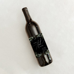 Etiqueta Para Botella De Vino Verde caprichoso negro y oro   BODA