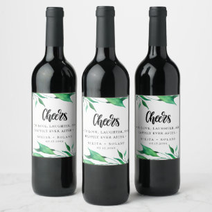 Etiqueta Para Botella De Vino Verdor acuático moderno personalizado