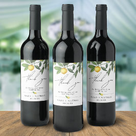 Etiqueta Para Botella De Vino Verdor de limón de verano Gracias Boda