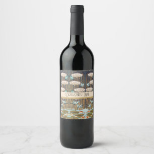 Etiqueta Para Botella De Vino Verneuil Dragonfly Water Lily Art Nouveau: Vintage