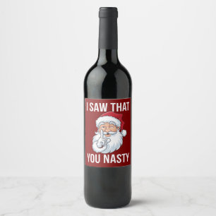 Etiqueta Para Botella De Vino Vi Que Eres Un Desagradable Navidad Gracioso.