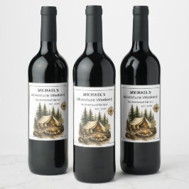 Etiqueta Para Botella De Vino Viaje a Cabaña de Aventuras Despedida de Soltero C