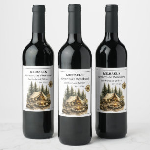 Etiqueta Para Botella De Vino Viaje a Cabaña de Aventuras Despedida de Soltero C