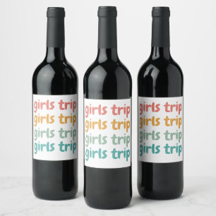 Etiqueta Para Botella De Vino Viaje de chicas Chicas retro lindo fin de semana d