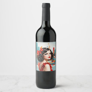 ETIQUETA PARA BOTELLA DE VINO VIAJE DE COMPRAS