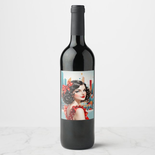 ETIQUETA PARA BOTELLA DE VINO VIAJE DE COMPRAS (Anverso)