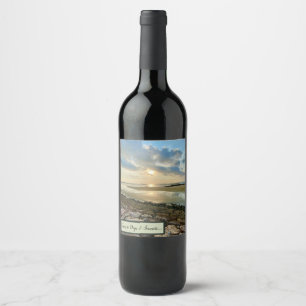 Etiqueta Para Botella De Vino Viaje Vacaciones en Bali Indonesia Sunsets Dogs