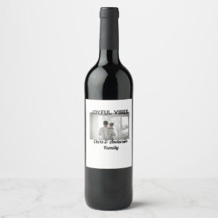 Etiqueta Para Botella De Vino Vibraciones alegres padre hijo familia Navidad vac