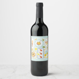 Etiqueta Para Botella De Vino Vibraciones Mediterráneas de Verano