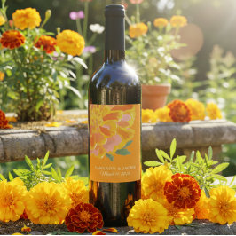 Etiqueta Para Botella De Vino Vibrant Marigold Summer Wedding Gift 