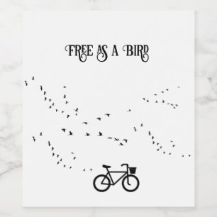 Etiqueta Para Botella De Vino Vida Ciclista Libre Arte en Blanco y Negro