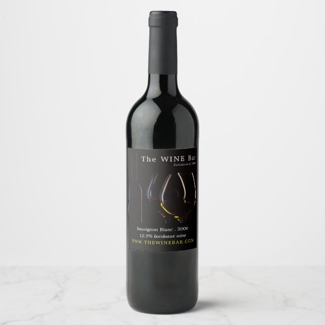 Etiqueta Para Botella De Vino Vidrio, bar de vinos/bodega (Anverso)