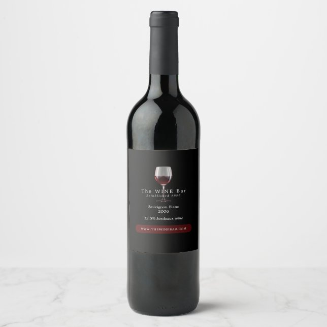 Etiqueta Para Botella De Vino Vidrio, bar de vinos/bodega (Anverso)