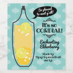 Etiqueta Para Botella De Vino vinagre de vino casero retro elderberry cordial