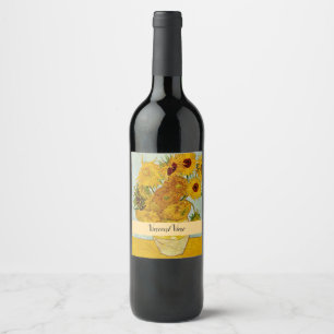 Etiqueta Para Botella De Vino Vincent Van Gogh 12 Girasoles Impresionista