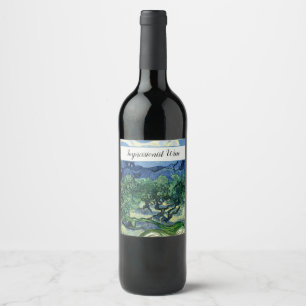 Etiqueta Para Botella De Vino Vincent Van Gogh Olivos Paisaje Montañoso