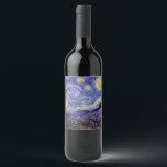 Etiqueta Para Botella De Vino Vincent Van Gogh Starry Night Vintage Bella Artes<br><div class="desc">Vincent van Gogh Starry Night Bella Artes Painting Starry Night es un cuadro del artista holandés post-impresionista Vincent van Gogh. El cielo azul nocturno está lleno de nubes, estrellas y una luna creciente brillante. La noche estrellada es la única noche de la serie de vistas desde la ventana de su...</div>