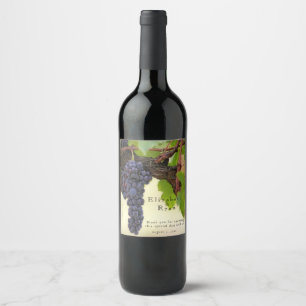 Etiqueta Para Botella De Vino Viñero, bodega, Personalizado de uvas moradas