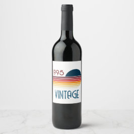 Etiqueta Para Botella De Vino Viñeta 1995 Retro Stripe Sun