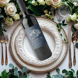 Etiqueta Para Botella De Vino Vino azul de la Marina de Cisne Blanca boda