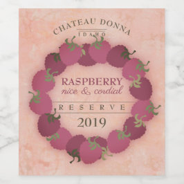 Etiqueta Para Botella De Vino Vino cordial de frambuesa casero personalizado