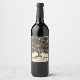 Etiqueta Para Botella De Vino Vino de boda personalizado Vintage Rustic Tree & L