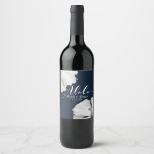 Etiqueta Para Botella De Vino Vino de boda tropical azul Hibisco blanco Aloha