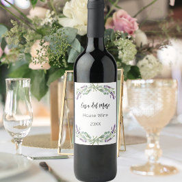 Etiqueta Para Botella De Vino Vino de casa con florales de lavanda
