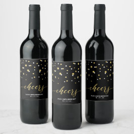 Etiqueta Para Botella De Vino Vino de fiesta de cumpleaños moderno dorado y negr