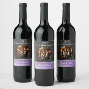 Etiqueta Para Botella De Vino Vino de Foto de Cumpleaños Conjunto Elegante Real