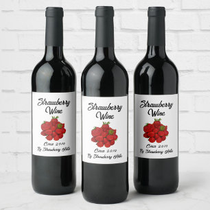 Etiqueta Para Botella De Vino Vino de Fresa Bayas Fotográficas