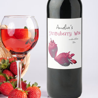 Etiqueta Para Botella De Vino Vino de fresa casero personalizado
