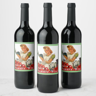 Etiqueta Para Botella De Vino Vino de Tomate Casero Retro Cool Ama de Casa ocupa