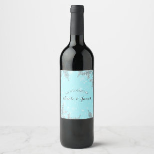 Etiqueta Para Botella De Vino Vino elegante de los copos de nieve del país de