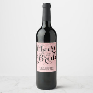 Etiqueta Para Botella De Vino Vino Nupcial Rosa y Plateado BRINDIS A LA NOVIA