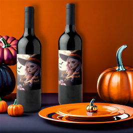 Etiqueta Para Botella De Vino Vino Perfectamente Destilado y Brujería Halloween