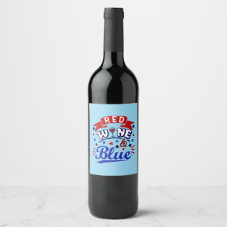 Etiqueta Para Botella De Vino Vino rojo y azul