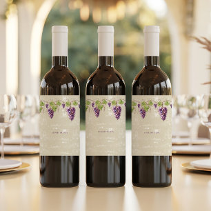 Etiqueta Para Botella De Vino Vinos de uvas púrpura de aspecto vintage