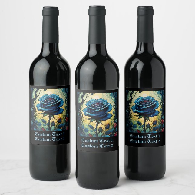 Etiqueta Para Botella De Vino Vinos Rosa azul 1 (Botellas)